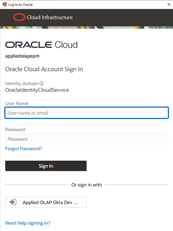 Oracle Cloud Credentials