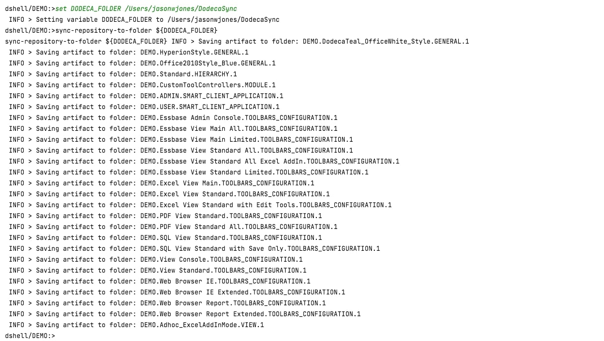 Export DEMO tenant to file system