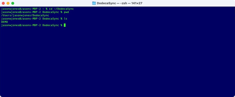 Terminal view of folder